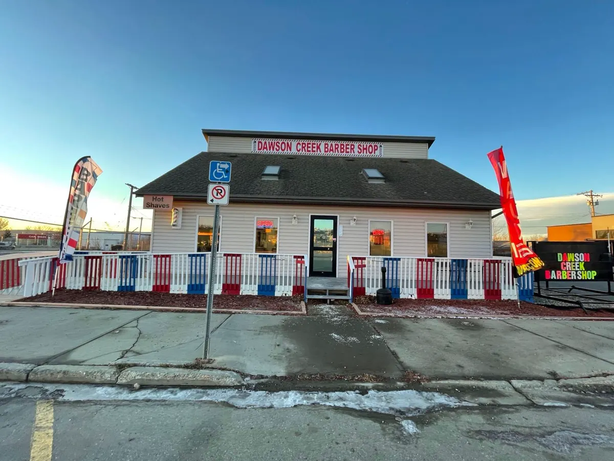 Dawson Creek Barbershop storefront at 809 103 Ave